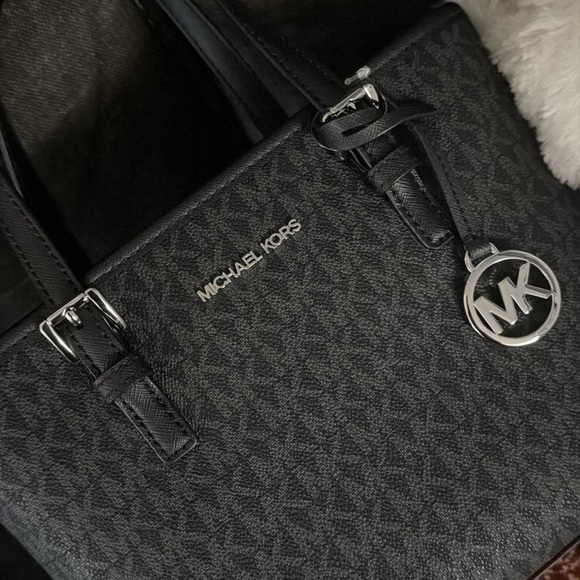 Michael Kors Handbags - Michael Kors Charcoal Black Signature Tote with Silver Hardware